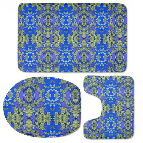 Image of Gold And Blue Fancy Ornate Pattern Toilet Three Pieces Set