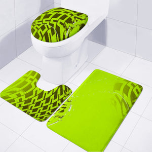 Wavy Green Print Toilet Three Pieces Set