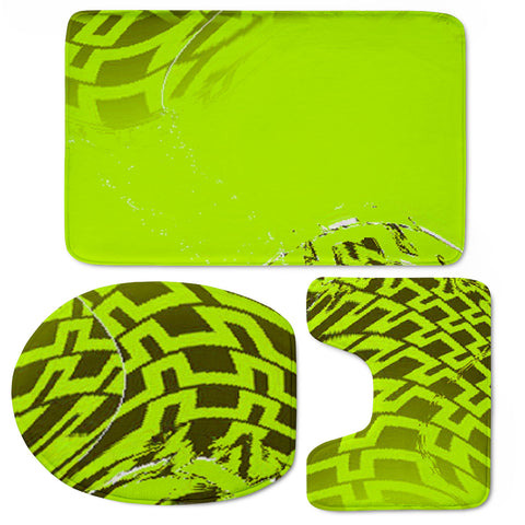 Image of Wavy Green Print Toilet Three Pieces Set