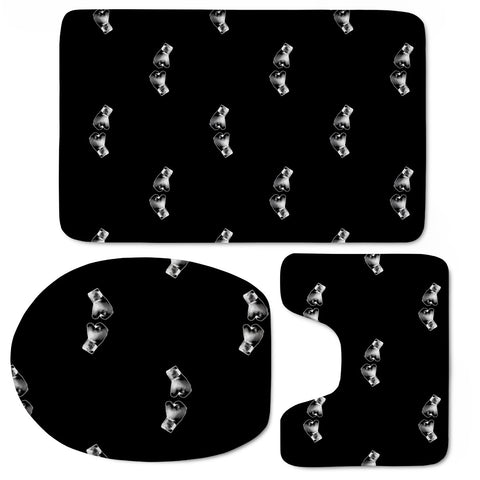 Image of Black And White Boxing Motif Pattern Toilet Three Pieces Set