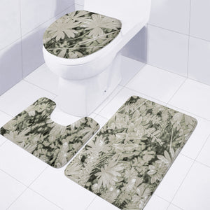 Pale Tropical Floral Print Pattern Toilet Three Pieces Set