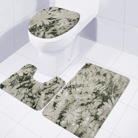 Image of Pale Tropical Floral Print Pattern Toilet Three Pieces Set