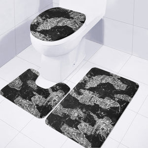 Black And White Camouflage Texture Print Toilet Three Pieces Set