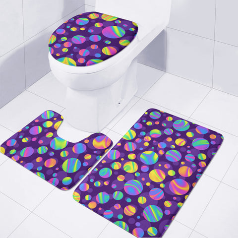 Image of Funky Rainbow Pattern Toilet Three Pieces Set