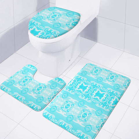 Image of Blue Toilet Three Pieces Set