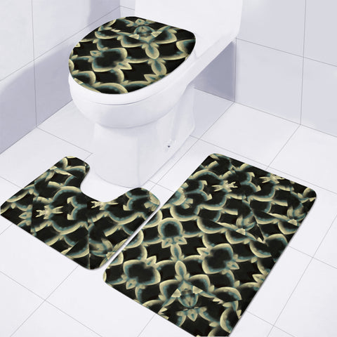 Image of Dark Interlace Motif Mosaic Pattern Toilet Three Pieces Set