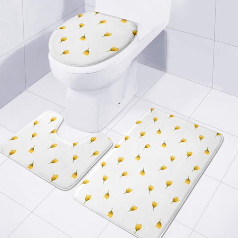 Image of Bright Rose Motif Print Pattern Toilet Three Pieces Set