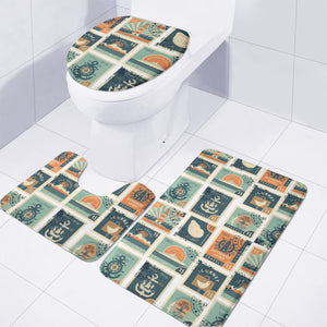 Fancy Post Stamp Pattern Toilet Three Pieces Set