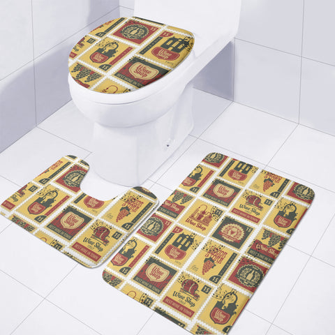 Image of Fancy Post Stamp Pattern Toilet Three Pieces Set