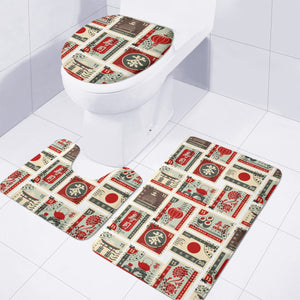 Fancy Post Stamp Pattern Toilet Three Pieces Set