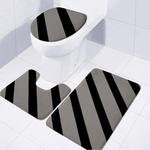 Black And Gray Diagonal Lines Toilet Three Pieces Set