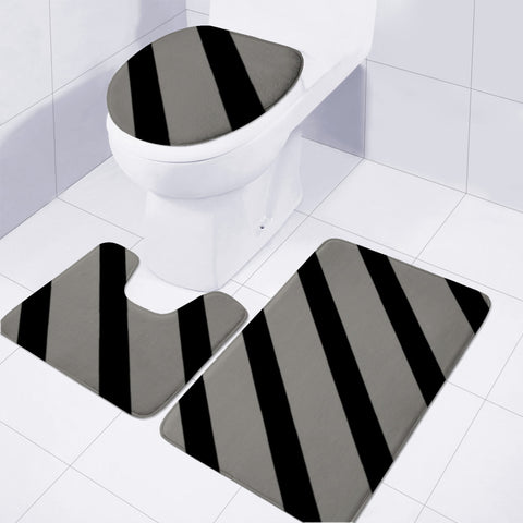 Image of Black And Gray Diagonal Lines Toilet Three Pieces Set