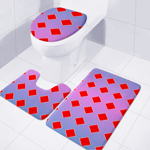 Image of Red Diamonds On Gradient Toilet Three Pieces Set