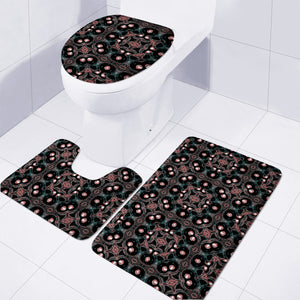 Dark Oriental Geometric Mosaic Toilet Three Pieces Set