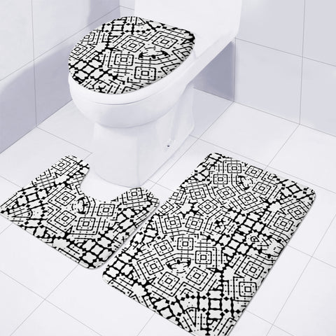 Image of Modern Black And White Geometric Print Toilet Three Pieces Set