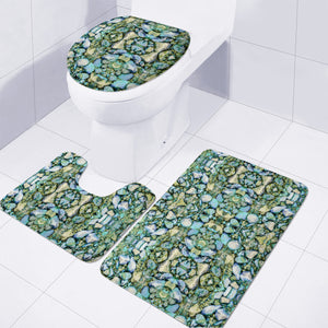 Stones Ornament Mosaic Print Pattern Toilet Three Pieces Set