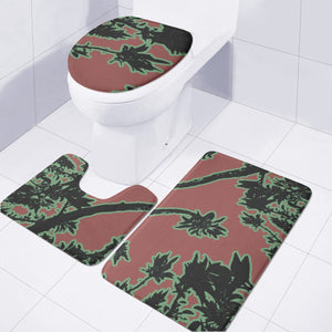 Tropical Style Floral Motif Print Pattern Toilet Three Pieces Set