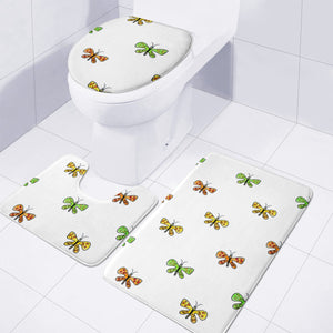 Butterfly Cartoon Drawing Motif  Pattern Toilet Three Pieces Set