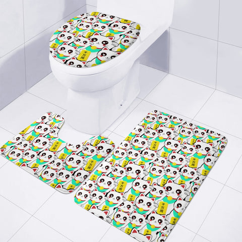 Image of Lucky Chinese Cats Toilet Three Pieces Set