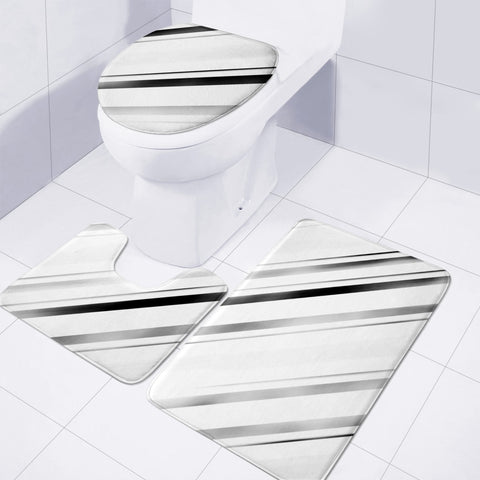 Image of Minimalist Black Linear Abstract Design Toilet Three Pieces Set