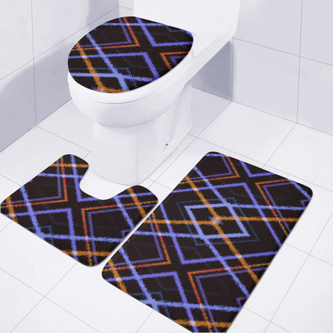 Image of Intersecting Diamonds Motif  Pattern Toilet Three Pieces Set