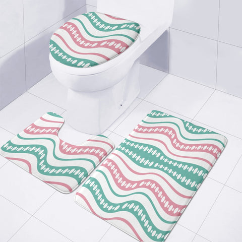 Image of Waving Lines Vivid Print Pattern Toilet Three Pieces Set