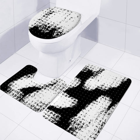 Image of Abstrait Taches Blanc/Noir Toilet Three Pieces Set