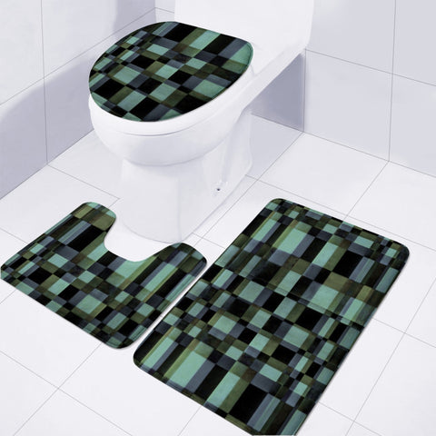 Image of Dark Geometric Pattern Design Toilet Three Pieces Set