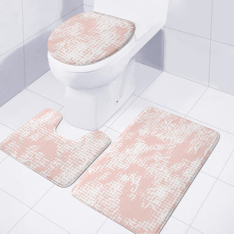 Image of Pattern Effet Blanc/Rose Clair Toilet Three Pieces Set