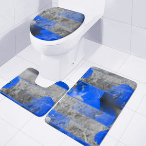 Photo Collage Coquelicots Bleu Toilet Three Pieces Set