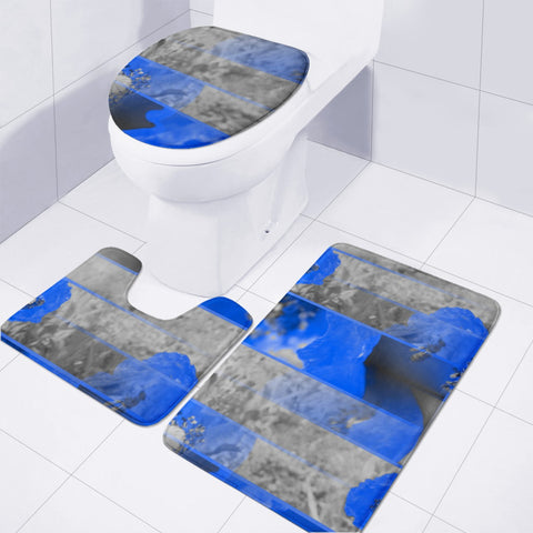 Image of Photo Collage Coquelicots Bleu Toilet Three Pieces Set