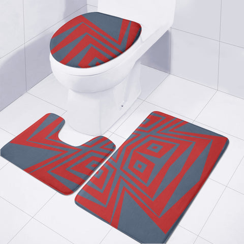 Image of Minimalism Red Blue Toilet Three Pieces Set