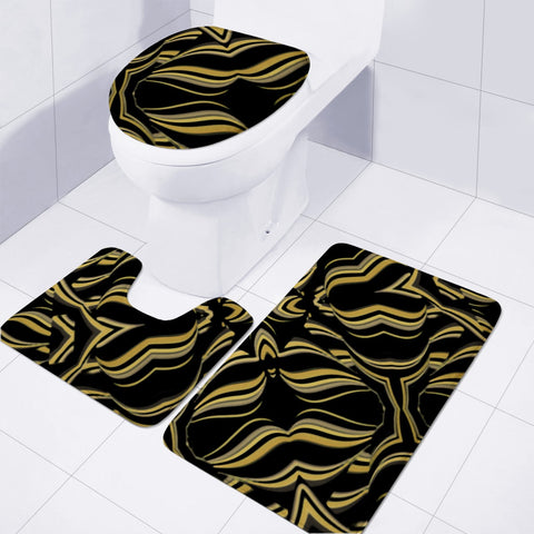 Image of Black And Orange Geometric Design Toilet Three Pieces Set