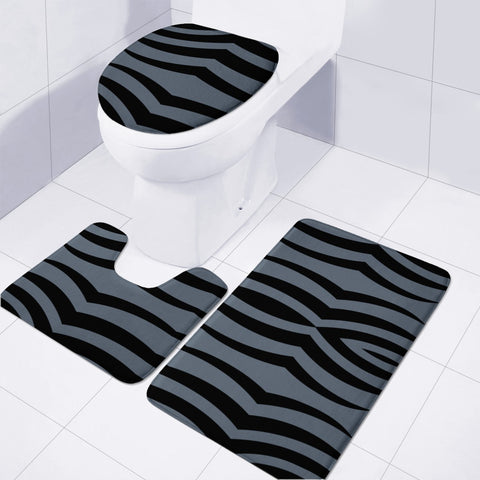 Image of Minimalism Black Blue Toilet Three Pieces Set