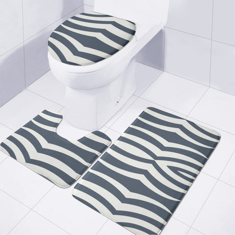 Image of Minimalism White Blue Toilet Three Pieces Set