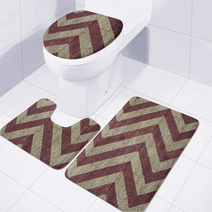 Vintage Grunge Geometric Chevron Pattern Toilet Three Pieces Set