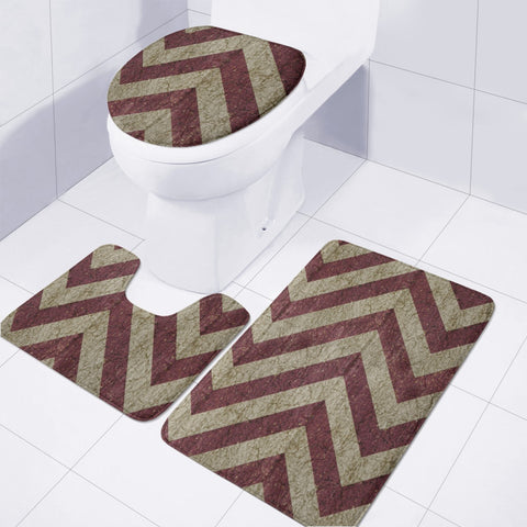 Image of Vintage Grunge Geometric Chevron Pattern Toilet Three Pieces Set