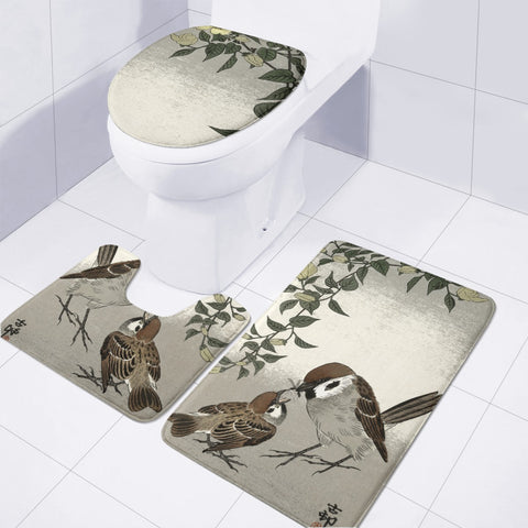 Image of Cute Birds Toilet Three Pieces Set