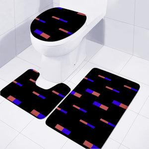 Dark Linear Stripes Pattern Toilet Three Pieces Set