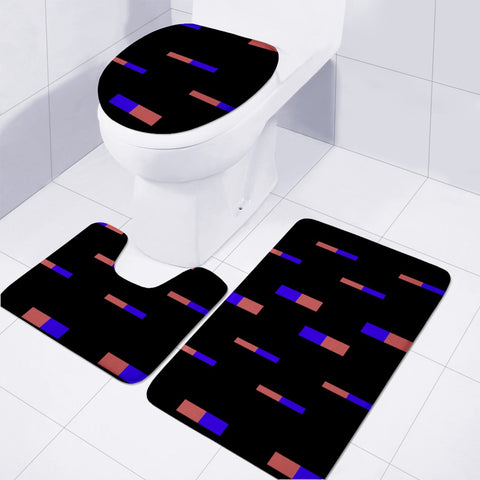 Image of Dark Linear Stripes Pattern Toilet Three Pieces Set