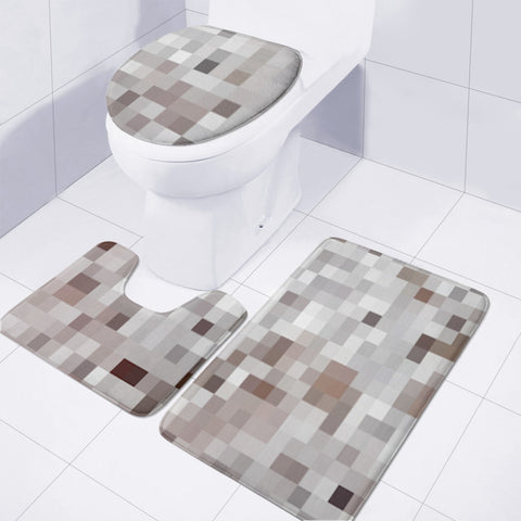 Image of Geometric Pixel Pattern Print Toilet Three Pieces Set