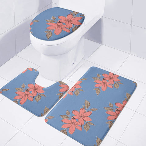 Image of Pink Flowers Toilet Three Pieces Set