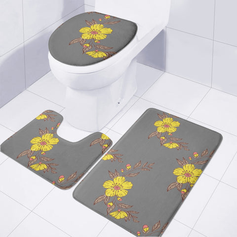 Image of Yellow Flowers Toilet Three Pieces Set