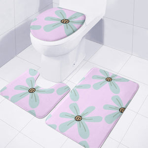 Blue Floral Design Toilet Three Pieces Set