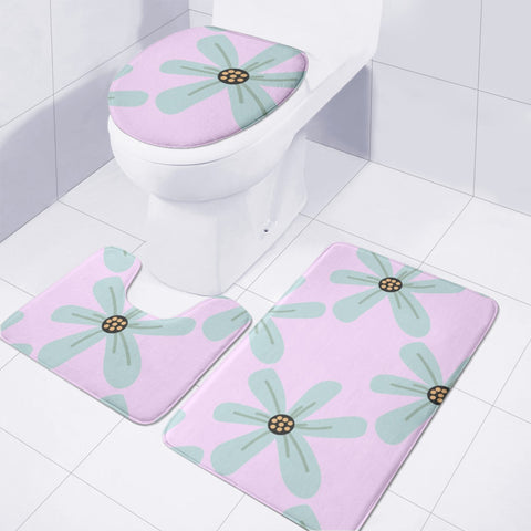 Image of Blue Floral Design Toilet Three Pieces Set