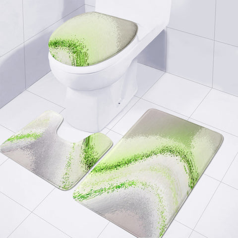Image of Chevron Green Textured Toilet Three Pieces Set