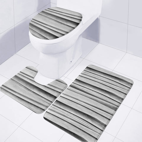 Image of Bright Grey Linear Abstract Print Toilet Three Pieces Set