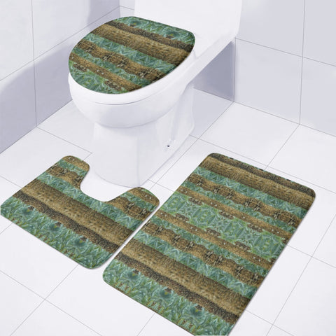 Image of Multicolored Tribal Stripes Print Pattern Toilet Three Pieces Set