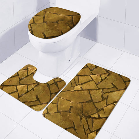 Image of Golden Mosaic Texture Pattern Toilet Three Pieces Set