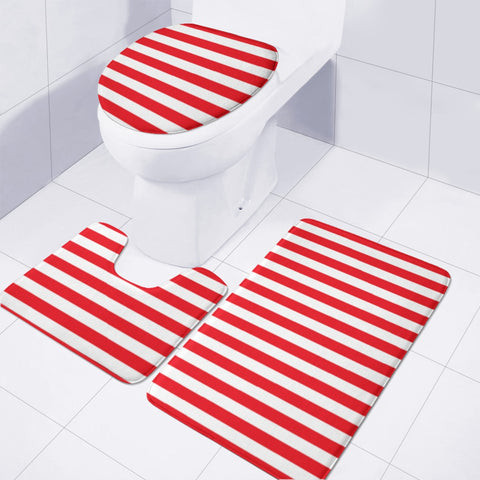 Image of Red And White Stripes Toilet Three Pieces Set